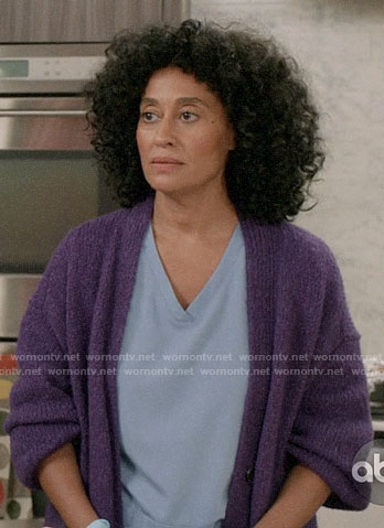 Rainbow’s purple cardigan on Black-ish