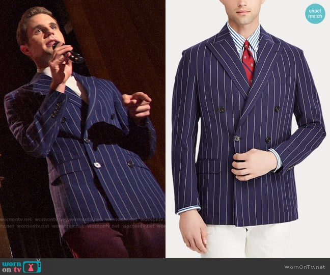 Polo Ralph Lauren Morgan Stripe Suit Jacket worn by Payton Hobart (Ben Platt) on The Politician