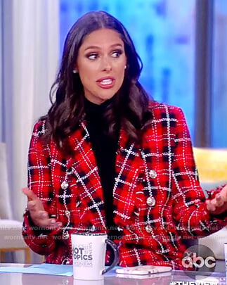 Abby’s red plaid jacket on The View