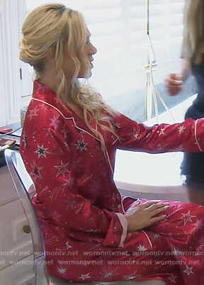 Tamra's red star print satin pajamas on The Real Housewives of Orange County