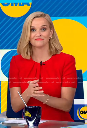 Reese Witherspoon’s red pleated neck dress on Good Morning America