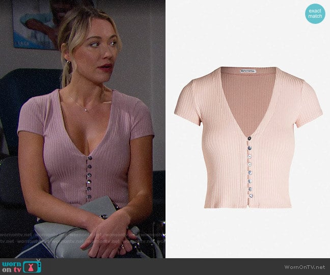 Reformation Nella Top worn by Flo Fulton (Katrina Bowden) on The Bold and the Beautiful