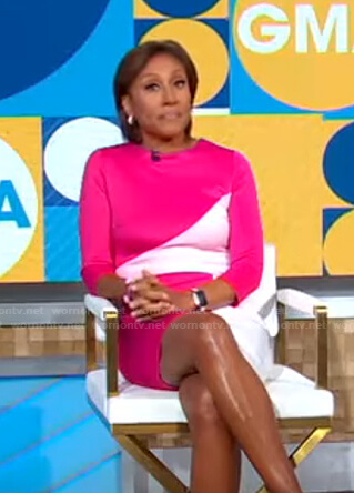 Robin’s pink colorblock dress on Good Morning America