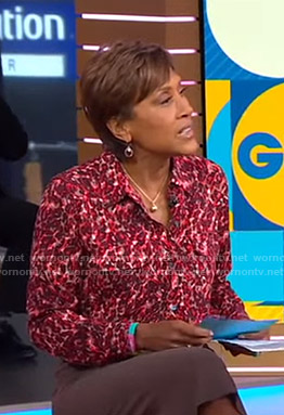 Robin’s pink leopard print blouse on Good Morning America