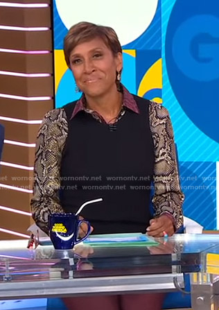 Robin’s snake print blouse on Good Morning America