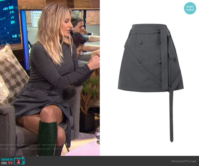 Belted Button-Embellished Twill Wrap Mini Skirt by Rokh worn by Morgan Stewart on E! News