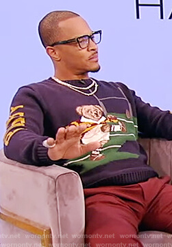 T.I.'s bear rugby sweater on Tamron Hall Show