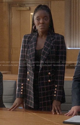 Sadie's checked blazer on Bull