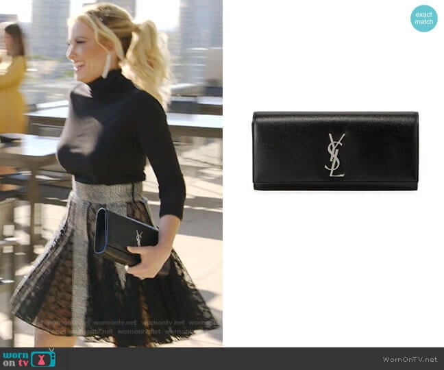 Kate Monogram YSL Clutch Bag by Saint Laurent worn by Stephanie Hollman on The Real Housewives of Dallas