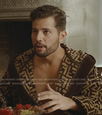 Sam’s Fendi logo print robe on Dynasty