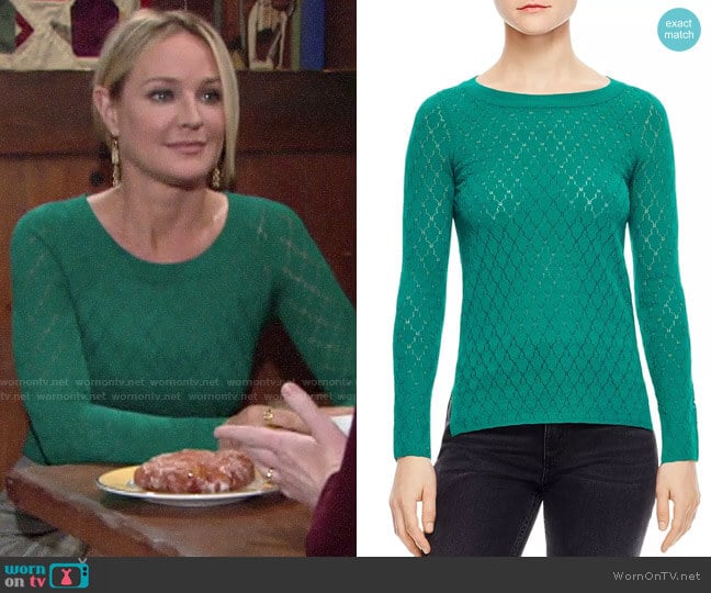 Sandro Anabelle Pointelle Sweater worn by Sharon Newman (Sharon Case) on The Young and the Restless