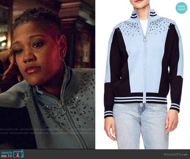 Sandro Embellished Sweater Jacket worn by Skye (Rahne Jones) on The Politician