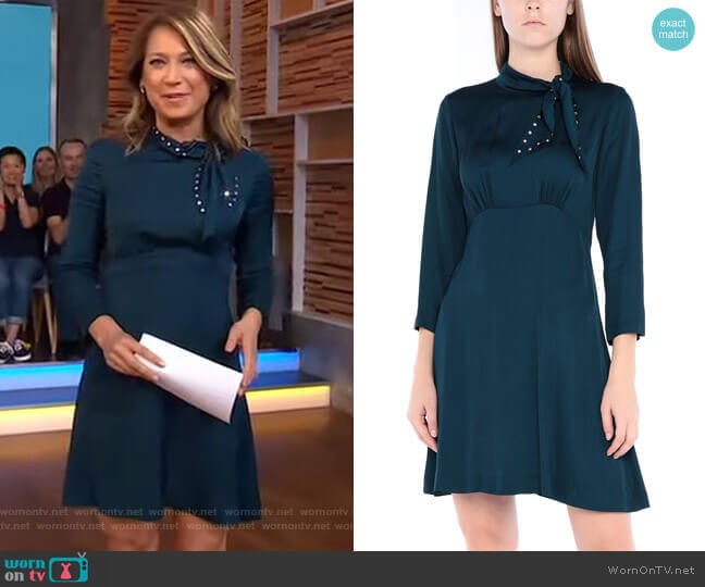 Tie-Neck Dress by Sandro worn by Ginger Zee on Good Morning America