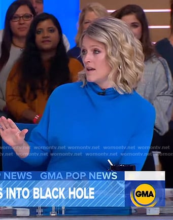 Sara’s blue long sleeve mini dress on Good Morning America