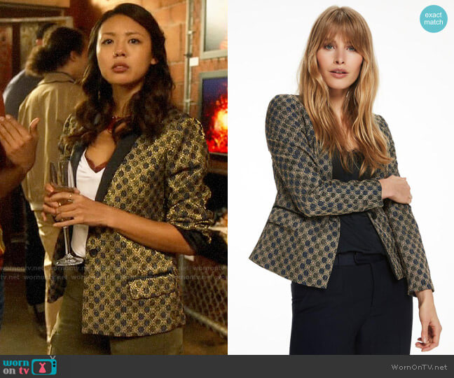 Scotch & Soda Gold Jacquard Blazer worn by Kamilla Hwang (Victoria Park) on The Flash