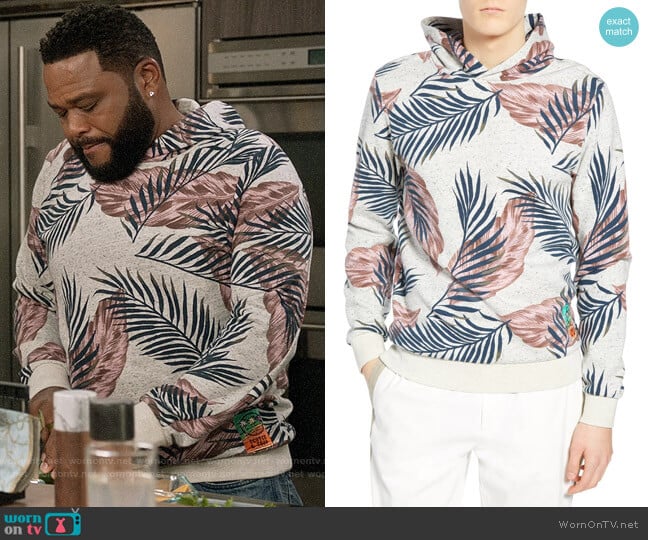 Scotch and Soda Leaf Print Hooded Sweatshirt worn by Andre Johnson (Anthony Anderson) on Black-ish