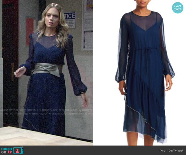 See by Chloe Asymmetric Sheer Silk Midi Dress worn by Abby Newman (Melissa Ordway) on The Young and the Restless