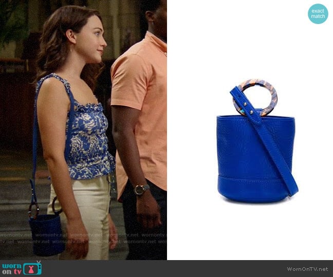 Simon Miller Mini Bonsai Bag worn by Cara Bloom (Violett Beane) on God Friended Me