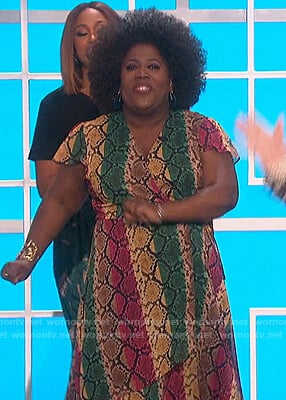 Sheryl’s snakeskin print wrap dress on The Talk