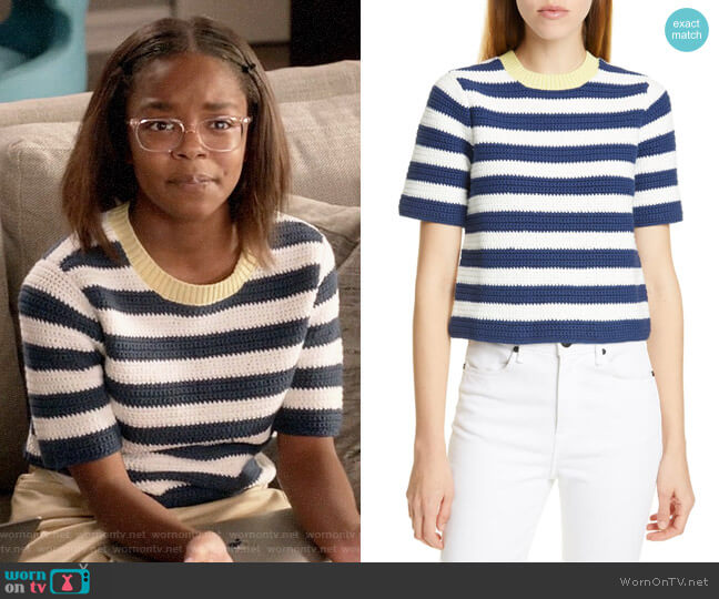 Staud Esther Stripe Sweater worn by Diane Johnson (Marsai Martin) on Black-ish