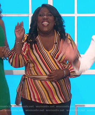 Sheryl’s striped wrap top on The Talk