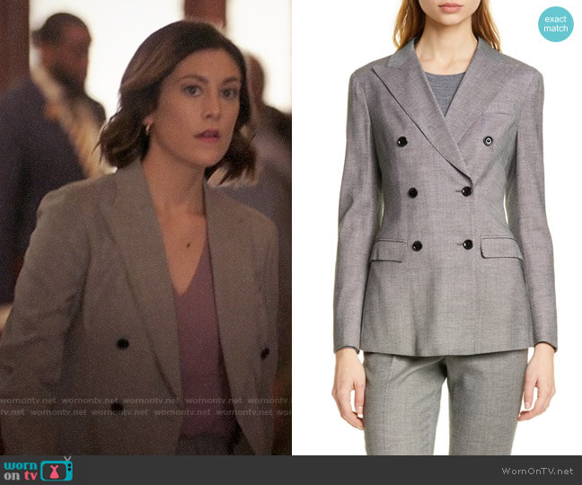 WornOnTV: Sydney’s pink top and grey double-breasted suit jacket on ...