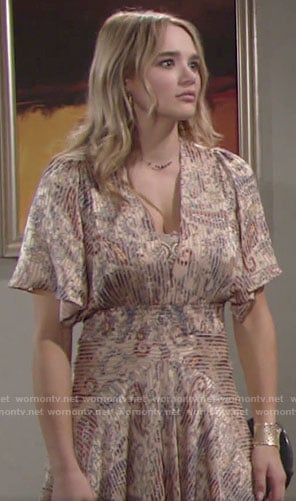 Summer's striped paisley print midi dress on The Young and the Restless