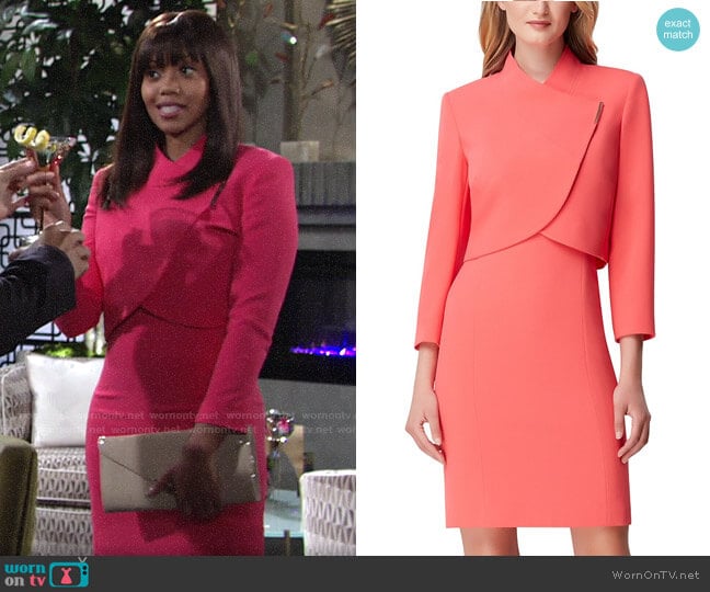 Tahari ASL Cropped-Jacket Dress Suit worn by Amanda Sinclair (Mishael Morgan) on The Young and the Restless