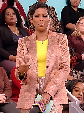 Tamron’s metallic blazer and pants on Tamron Hall Show