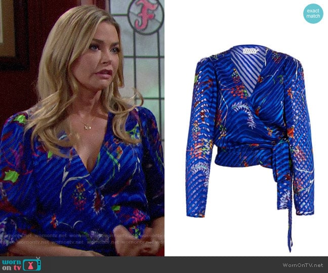 Tanya Taylor Erica Burnout Wrap-Style Blouse worn by Shauna Fulton (Denise Richards) on The Bold and the Beautiful