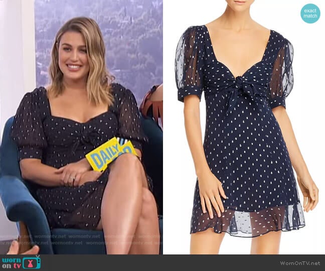 Metallic-Dot Tie-Detail Mini Dress by The Kooples worn by Carissa Loethen Culiner on E! News