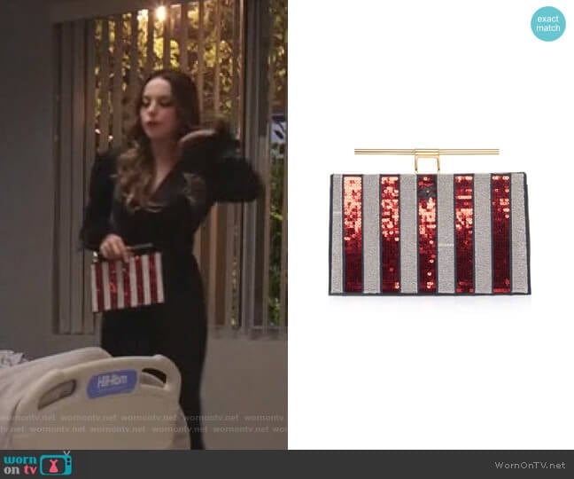 Chateau Sequin Clutch by The Volon worn by Fallon Carrington (Elizabeth Gillies) on Dynasty