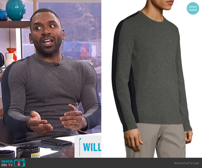 Evers Colorblock Cashmere Sweater by Theory worn by Justin Sylvester on E! News