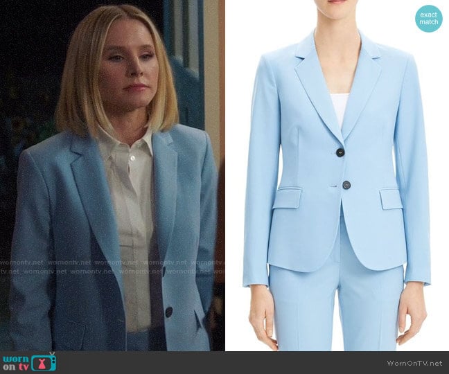 Theory Stream Blue Carissa Blazer worn by Eleanor Shellstrop (Kristen Bell) on The Good Place