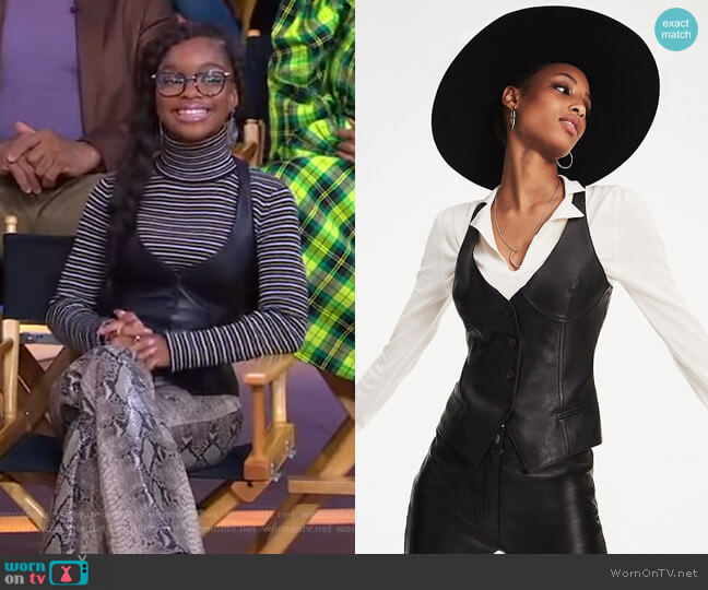 Leather Waistcoat by Tommy Hilfiger x Zendaya worn by Marsai Martin on GMA