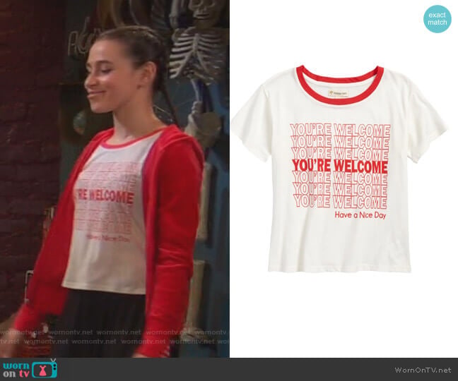 Graphic Tee by Tucker + Tate worn by Tess O'Malley (Sky Katz) on Ravens Home