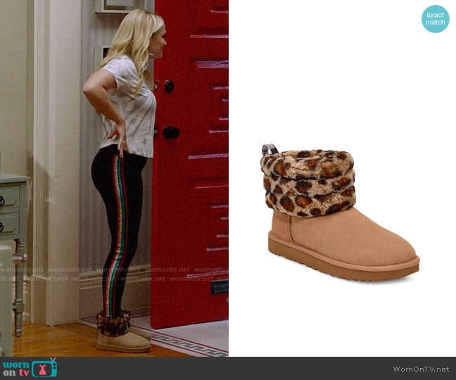 Ugg Mini Fluff Quilted Leopard Print Boot worn by Roxy Doyle (Emily Osment) on Almost Family