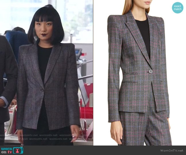 Brock Glen Plaid Dickey Blazer by Veronica Beard worn by Mei Lin (Poppy Liu) on Sunnyside