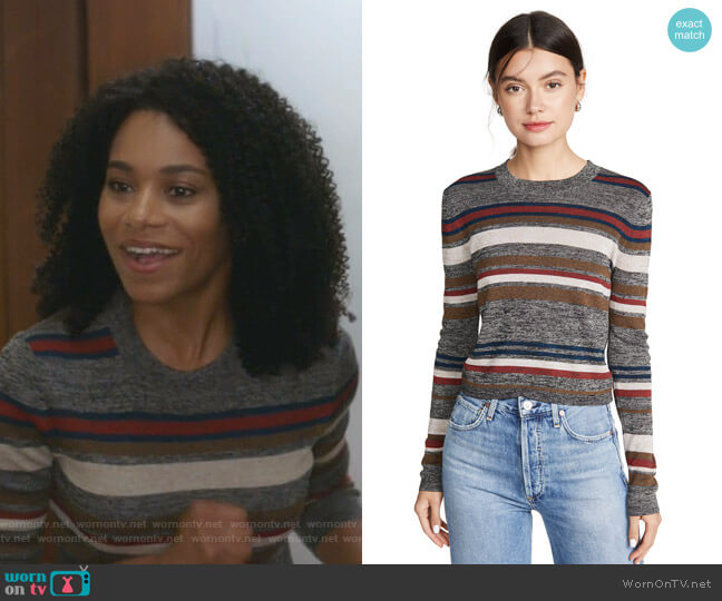 Jora Cropped Pullover by Veronica Beard worn by Maggie Pierce (Kelly McCreary) on Greys Anatomy