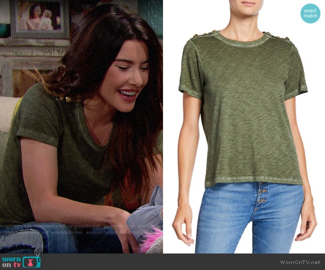 Veronica Beard Carla Tee worn by Steffy Forrester (Jacqueline MacInnes Wood) on The Bold and the Beautiful