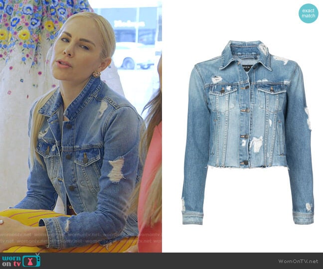 Cara Distressed Jean Jacket by Veronica Beard worn by Kameron Westcott on The Real Housewives of Dallas