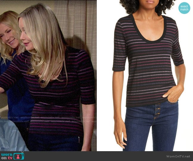 Veronica Beard Poppy Stripe Tee worn by Donna Logan (Jennifer Gareis) on The Bold and the Beautiful