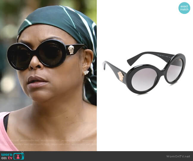 Round Sunglasses by Versace worn by Cookie Lyon (Taraji P. Henson) on Empire