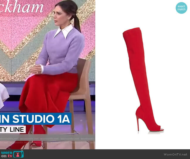 Jasmine Stretch-Knit Thigh Boots by Victoria Beckham worn by Victoria Beckham on Today Show