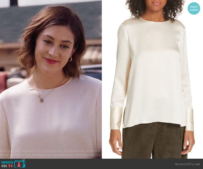 Vince Round Neck Silk Blouse worn by Sydney Strait (Caitlin McGee) on Bluff City Law