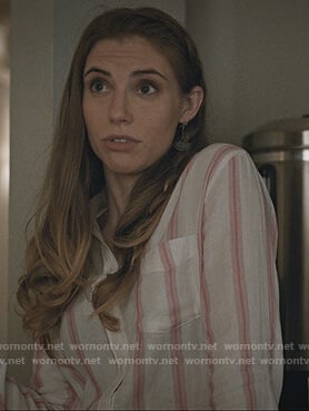 Stevie's white and pink stripe shirt on Madam Secretary