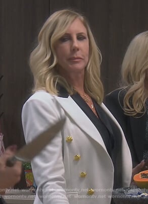 Vicki's white double breasted blazer on The Real Housewives of Orange County