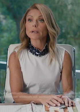 Kelly’s white jewell embellished tank top on American Housewife