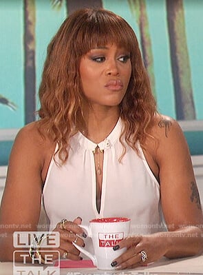 Eve’s white keyhole sleeveless top on The Talk