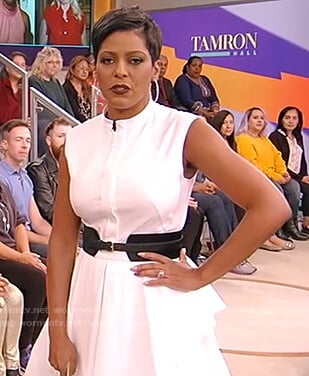 Tamron’s white sleeveless mini dress on The Talk